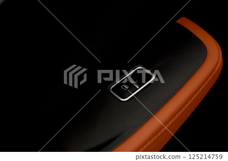 Car door with door handle and window control and adjustment button 125214759
