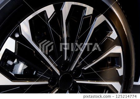 Car wheel with brake calipers and stylish design. Car wheel with brake calipers and stylish design. 125214774