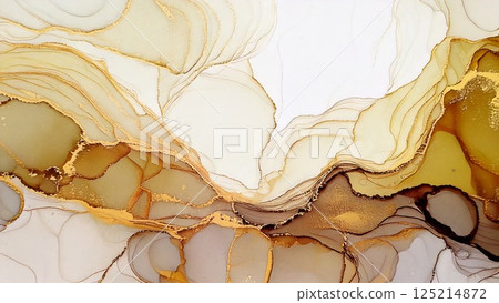 Luxurious thin and light alcohol ink art Gold Beige Background material AI generated material 125214872