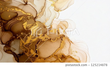 奢華薄輕醇墨藝術金米色背景素材AI生成素材 125214878