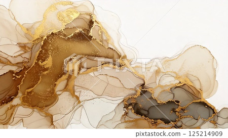 奢華薄輕醇墨藝術金米色背景素材AI生成素材 奢華薄輕醇墨藝術金米色背景素材AI生成素材 125214909