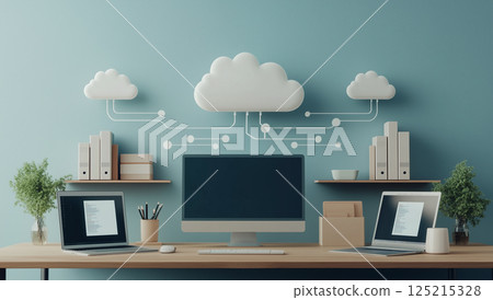 Image of cloud data integration and storage 125215328