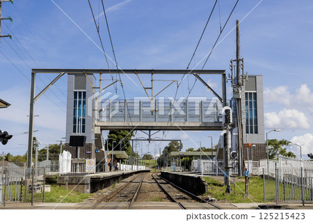 Deserted Newcastle railway tracks and station Deserted Newcastle railway tracks and station 125215423