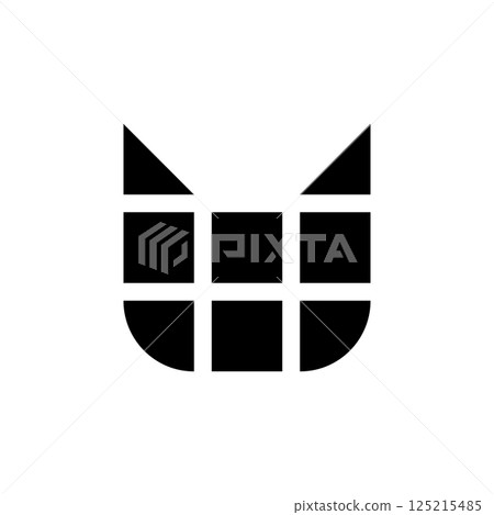 Cat head vector logo. Abstract creative checkered logotype. 125215485