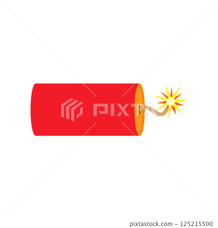 Big red dynamite bomb with burning wick. Vector illustration. Big red dynamite bomb with burning wick. Vector illustration. 125215500