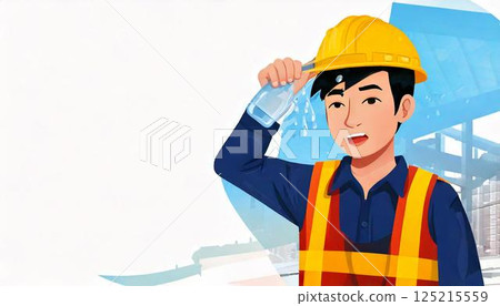 Heat stroke bottle worker 125215559