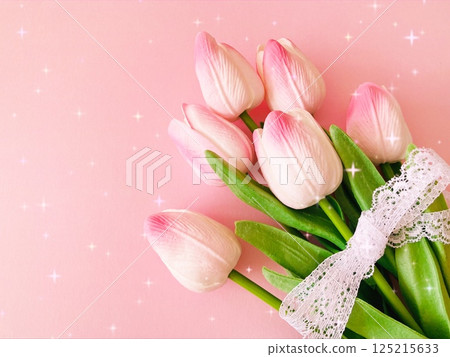 Pink tulip bouquet (sparkle) 125215633