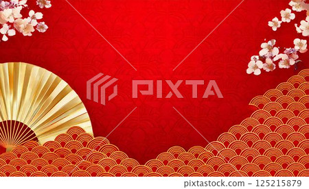 Cherry blossoms and fan 125215879