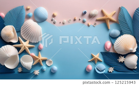 Pastel color sea motif background material 3 125215943
