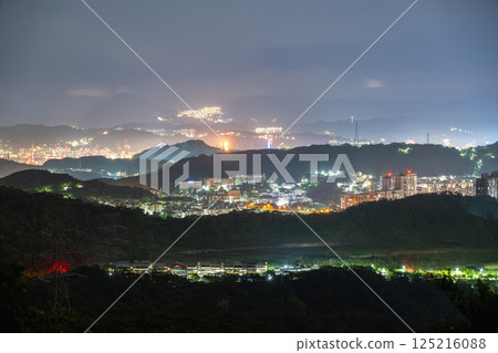 Night View of Ruifang City from the Mountains in New Taipei City, Taiwan. 125216088