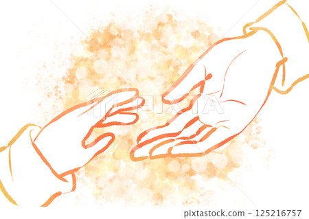大人的手和小孩的手（伸出/牽手）手繪人物插圖 125216757