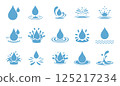 water droplets, drop,dribble, splash and wave, water icon vector. 125217234