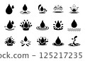 water droplets, drop,dribble, splash and wave, water icon vector. 125217235