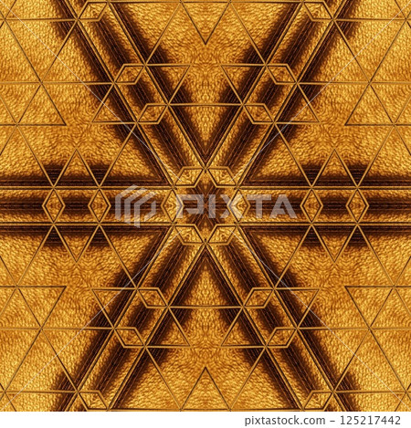 Luxurious gold texture art for foil, digital paper, textile, ceramic tiles, and wrapper printing. Golden pattern background design with wooden finishing for interior decoration 125217442