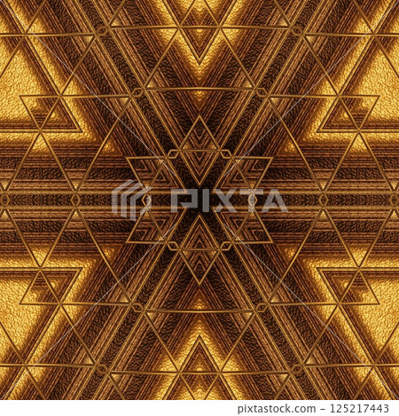 Luxurious gold texture art for foil, digital paper, textile, ceramic tiles, and wrapper printing. Golden pattern background design with wooden finishing for interior decoration 125217443