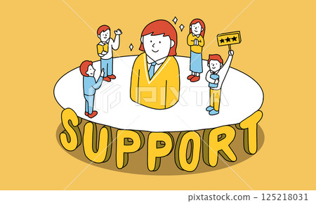 Illustrations of adults who support students, including teachers, lecturers, private tutors, and parents 125218031