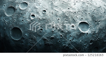 Moon Craters and Rocky Surface Texture in Realistic Monochrome Space Landscape 125218163