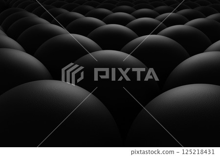 A group of black balls are arranged in a row. 3d illustration. A group of black balls are arranged in a row. 3d illustration. 125218431