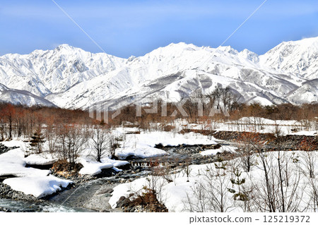 松川大橋/從松川（長野縣白馬村）到唐松山（白馬八方尾根滑雪場）的五龍山景觀 [2025.3] 125219372
