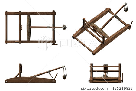 balista, catapult, 3d visualization, illustration 125219825