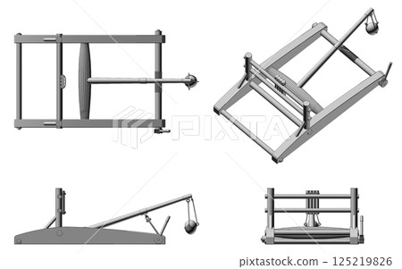 balista, catapult, 3d visualization, illustration balista, catapult, 3d visualization, illustration 125219826