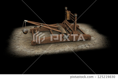 balista, catapult, 3d visualization, illustration balista, catapult, 3d visualization, illustration 125219830