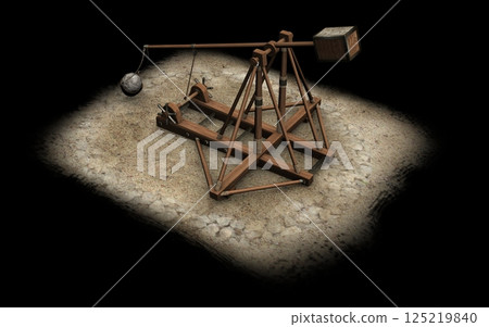balista, catapult, 3d visualization, illustration balista, catapult, 3d visualization, illustration 125219840