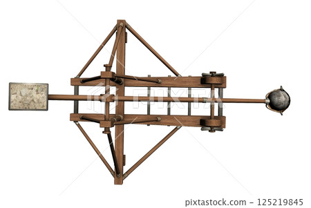 balista, catapult, 3d visualization, illustration balista, catapult, 3d visualization, illustration 125219845