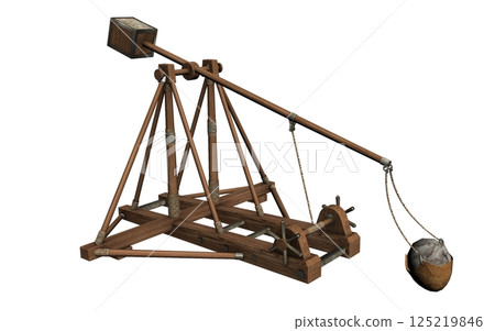 balista, catapult, 3d visualization, illustration balista, catapult, 3d visualization, illustration 125219846