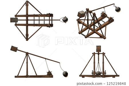 balista, catapult, 3d visualization, illustration balista, catapult, 3d visualization, illustration 125219848