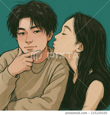 A couple showing off their love to their friends 125220105