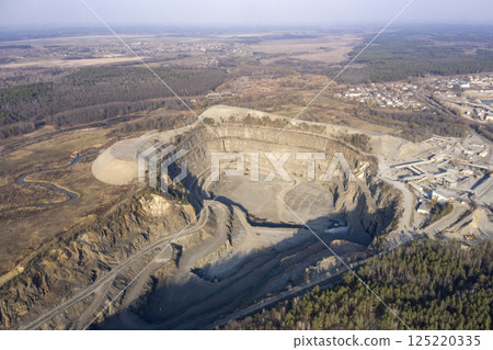 Open pit granite quarry, view from above Open pit granite quarry, view from above 125220335