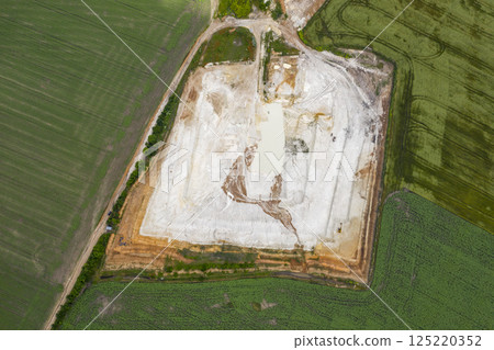 Open pit granite quarry, view from above 125220352