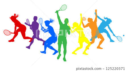 Silhouette Tennis Players Silhouettes Concept 125220371
