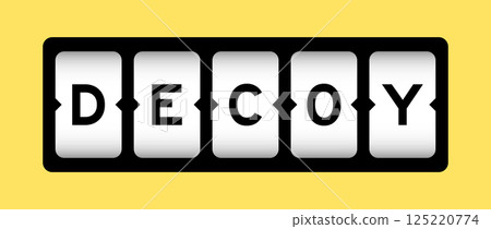 Black color in word decoy on slot banner with yellow color background 125220774