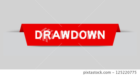 Red color inserted label with word drawdown on gray background 125220775