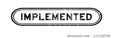 Grunge black implemented word rubber seal stamp on white background 125220780