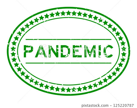 Grunge green pandemic word oval rubber seal stamp on white background 125220787