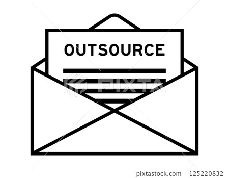 Envelope and letter sign with word outsource as the headline Envelope and letter sign with word outsource as the headline 125220832