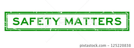Grunge green safety matters word square rubber stamp in white background 125220838