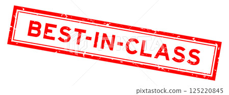 Grunge red best in class word square rubber seal stamp on white bacckground Grunge red best in class word square rubber seal stamp on white bacckground 125220845