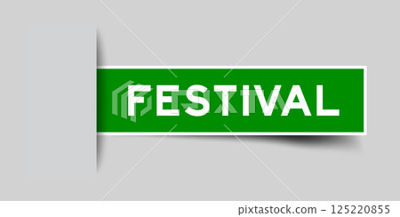Green color square shape sticker label with word festival inserted in gray background Green color square shape sticker label with word festival inserted in gray background 125220855