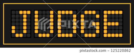 Orange color led banner in word judge on black background Orange color led banner in word judge on black background 125220862