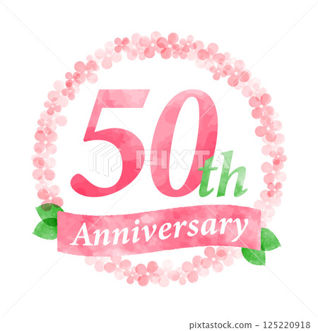 50th anniversary design decorated with pink flower wreath 50th anniversary design decorated with pink flower wreath 125220918