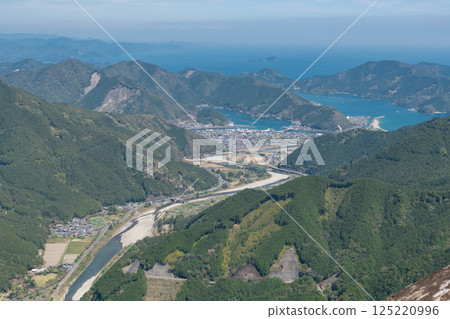 View of Mount Binishi and the Choshi River from Magose Pass on the Kumano Kodo Iseji 125220996