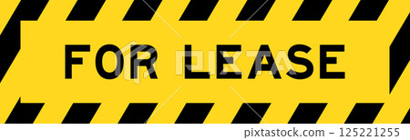 Yellow and black color with line striped label banner with word for lease Yellow and black color with line striped label banner with word for lease 125221255
