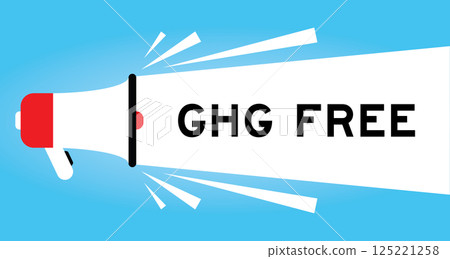 Color megaphone icon with word GHG (Abbreviation of greenhouse gas) free in white banner on blue background Color megaphone icon with word GHG (Abbreviation of greenhouse gas) free in white banner on blue background 125221258