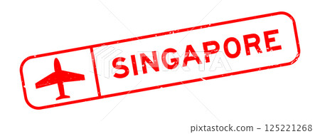 Grunge red singapore word with plane icon square rubber seal stamp on white background Grunge red singapore word with plane icon square rubber seal stamp on white background 125221268