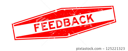 Grunge red feedback word hexagon rubber seal stamp on white background 125221323