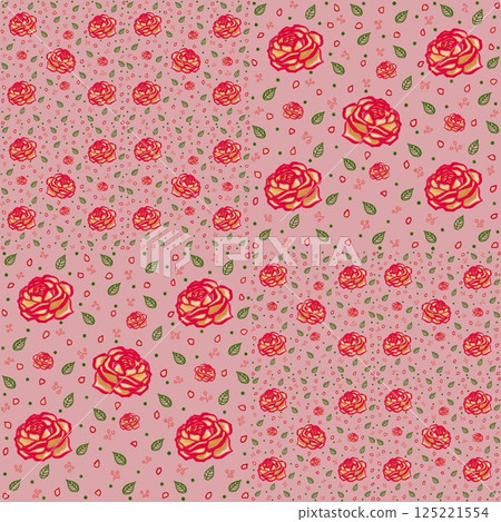 Beautiful seamless pattern of blooming red roses on the pink background. 125221554